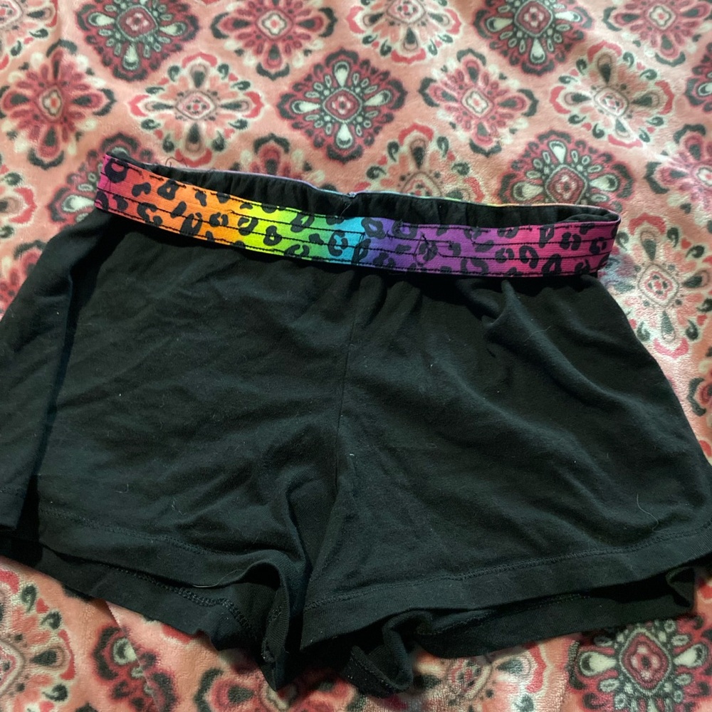Faded Glory Black Shorts with Pink and Gray Waistband